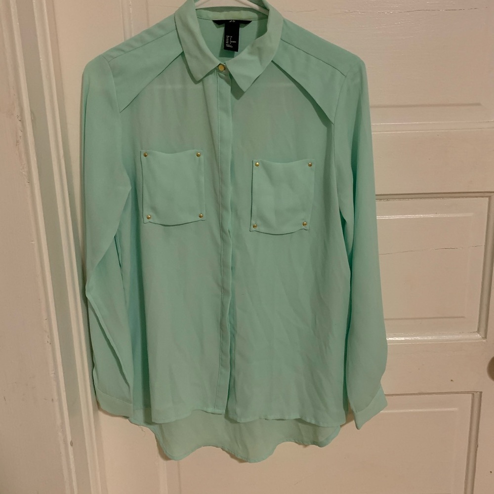 Teal Long Sleeve H&M Button Down Size Size 4